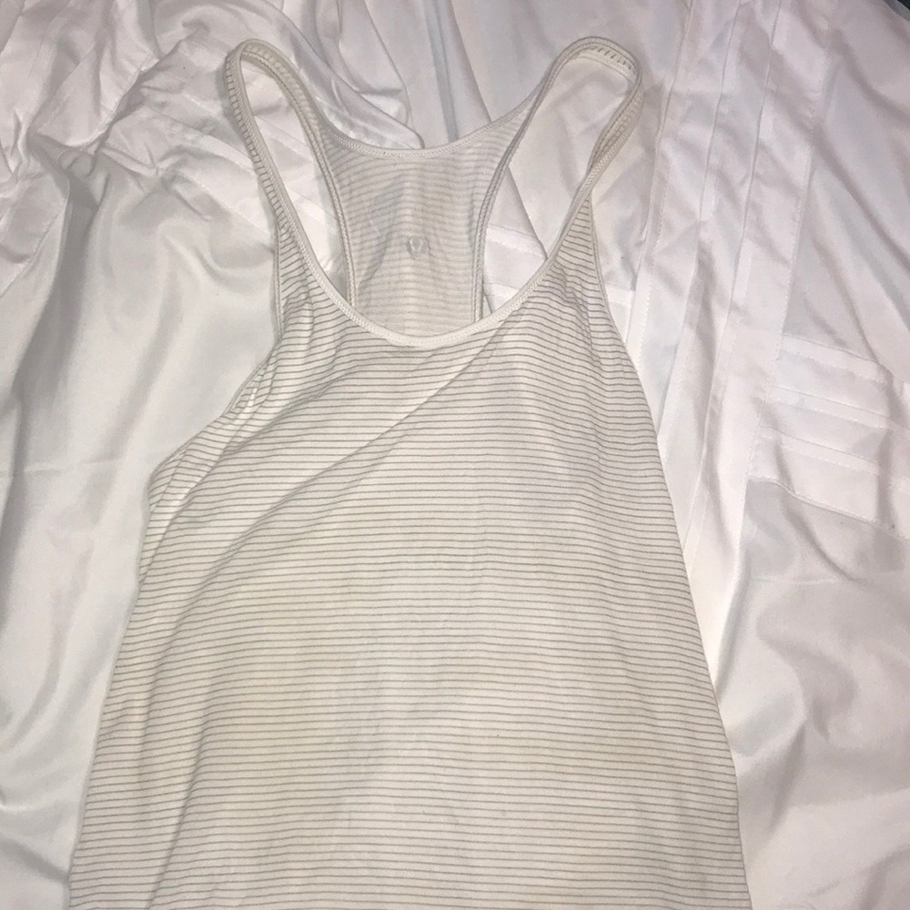 Lululemon White stripped tank top
